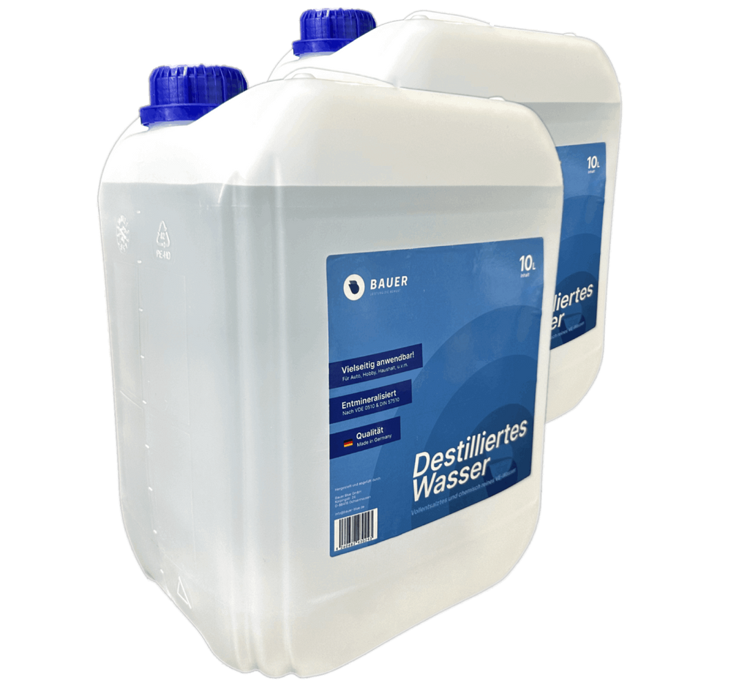 Bauer Blue - Distilled / Demineralized Water - Canister - Demineralized according to VDE 0510 & DIN57510