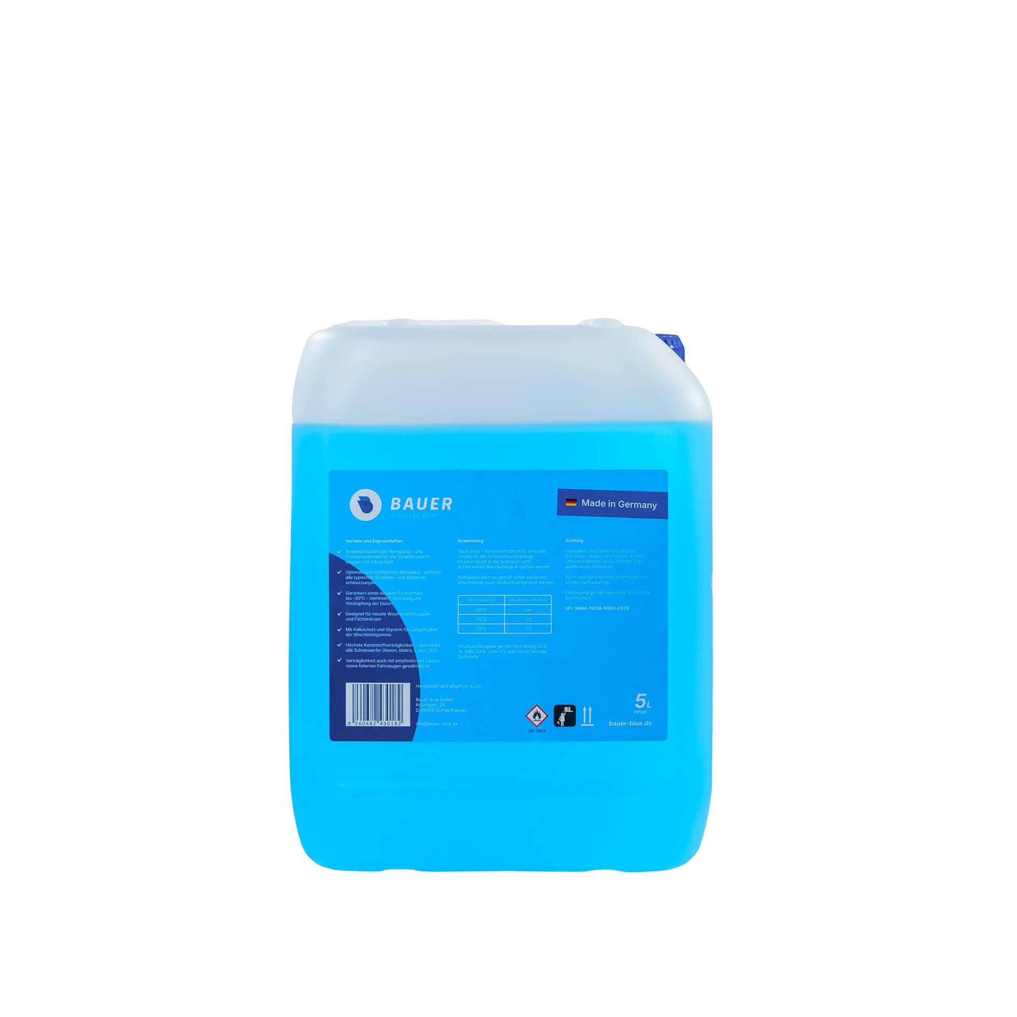 Antigel pare-brise Bauer Blue - Bidon de 5 L avec bec verseur 